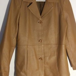 Tan leather coat